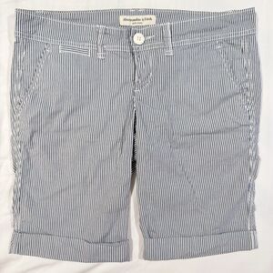 Vintage Y2K Abercrombie & Fitch Blue Wht Stripe Bermuda Shorts Womens 2 Nautical